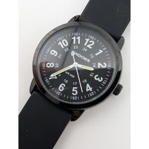 Pindows Watch Men 38mm Case Black Silicone‎ Band- New Battery